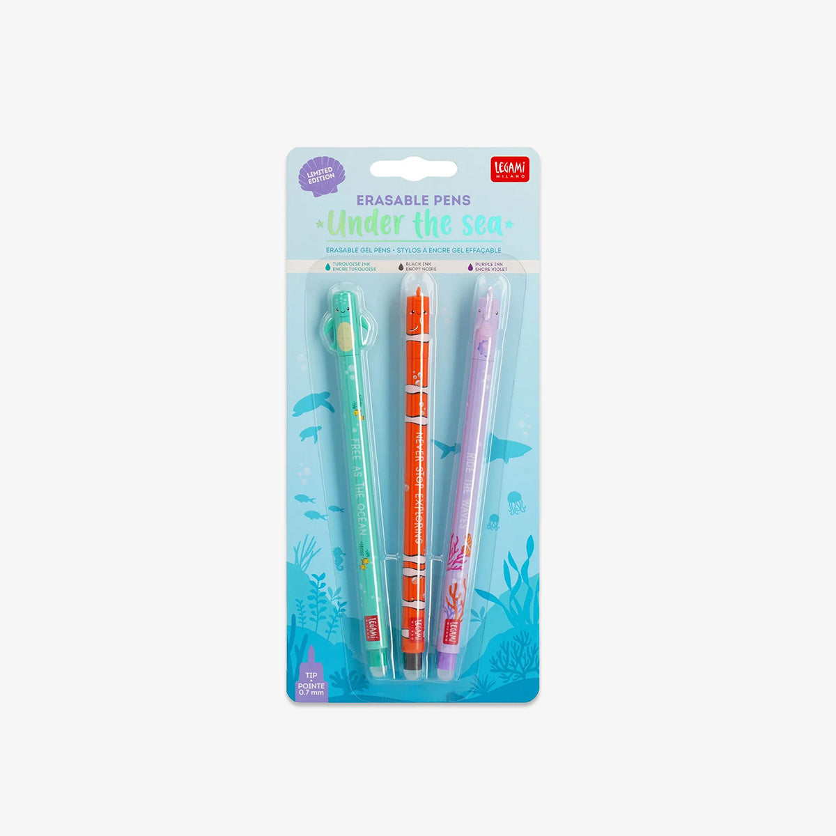 ERASABLE GEL PENS SET OF 3 // UNDER THE SEA