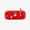 Red pencil case with ladybug design on a white background