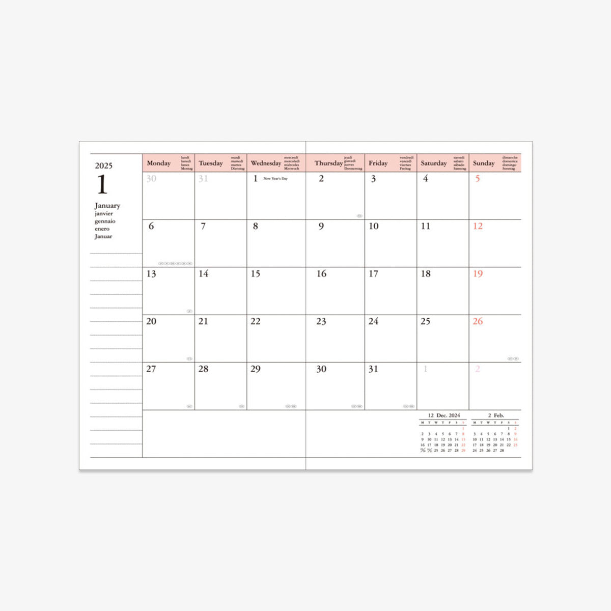 CALENDAR SEP 2024 - DEC 2025 A6 // STORAGE IT MINT