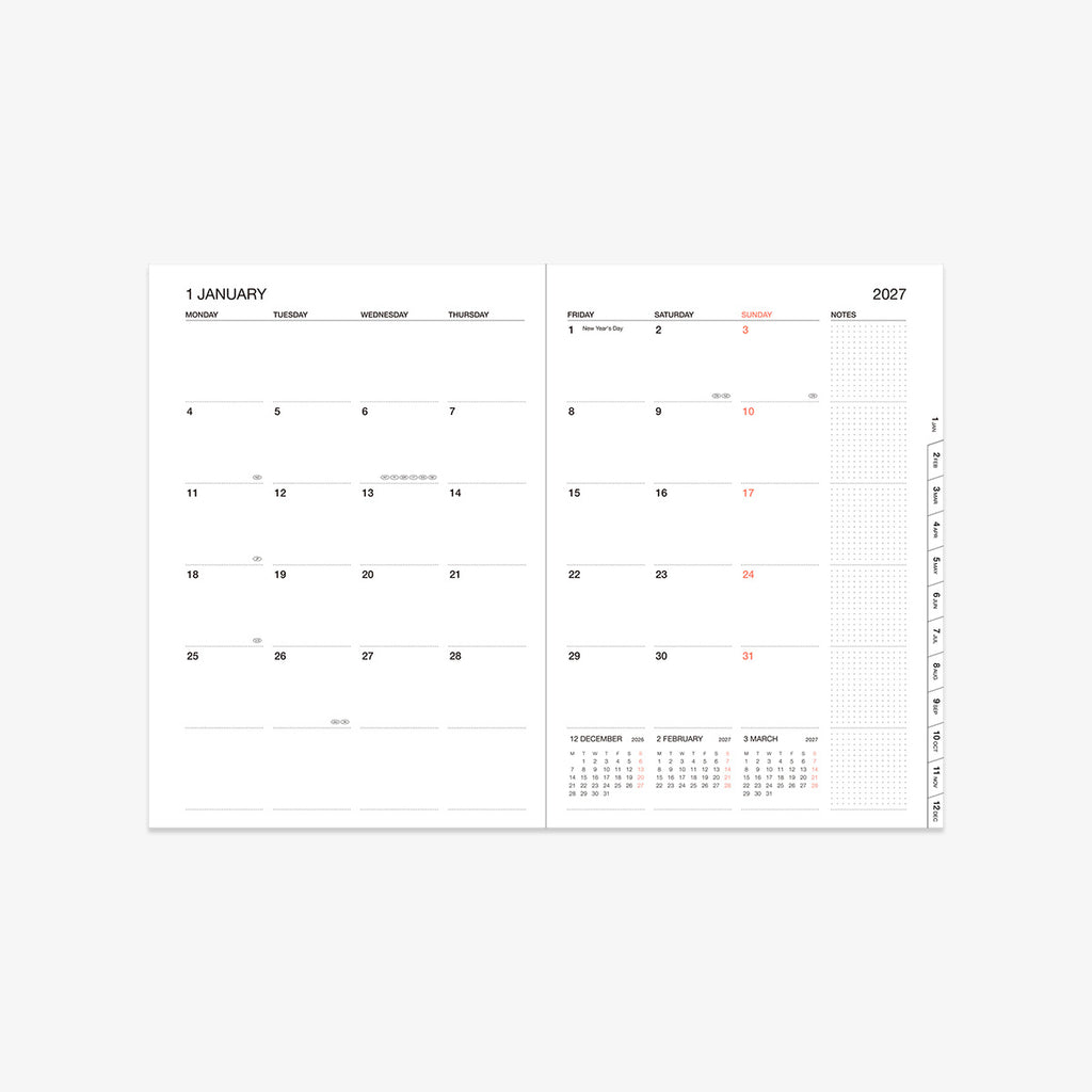 KALENDER SEP 2026 - DEC 2027 A5 // KIRSEBÆRBLOMSTER