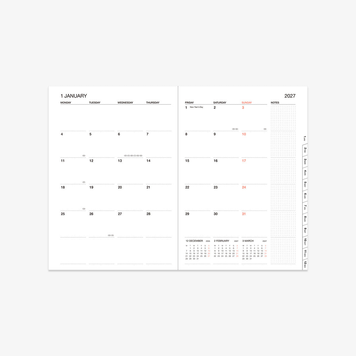 KALENDER SEP 2026 - DEC 2027 A5 // KIRSEBÆRBLOMSTER