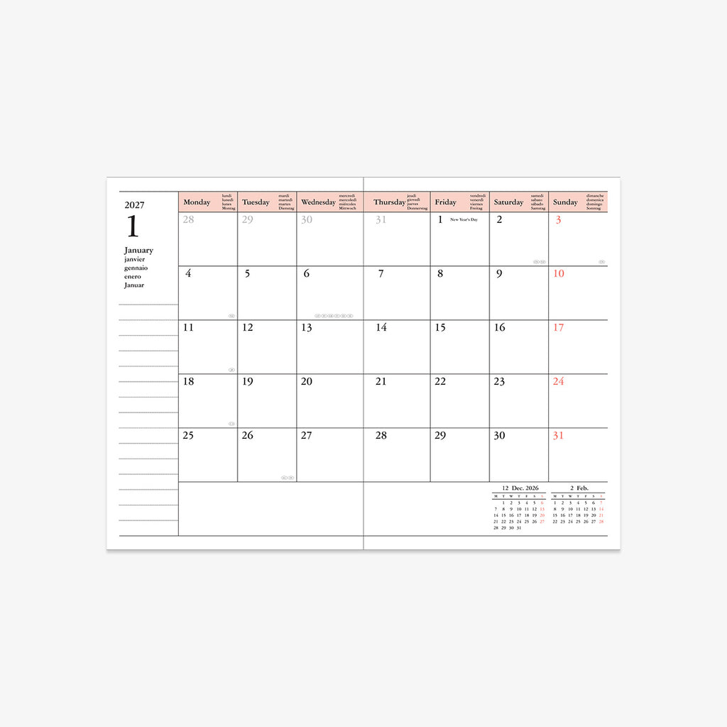CALENDAR SEP 2026 - DEC 2027 A6 // REFILL