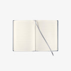 Linned hardcover notebook in dark denim with ruled pages