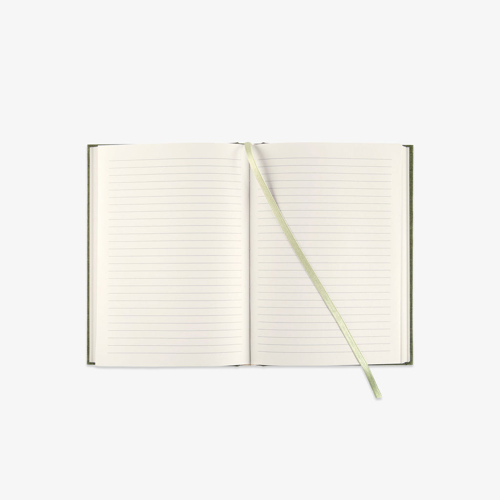 Open notebook with lined pages 