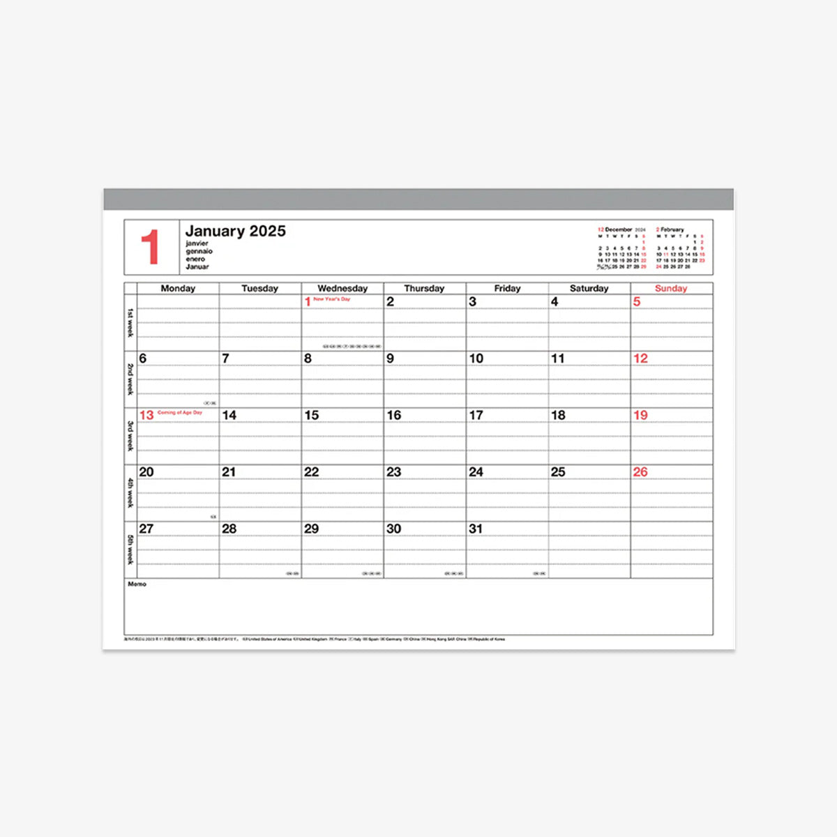 NOTEBOOK CALENDAR 2025 // IVORY