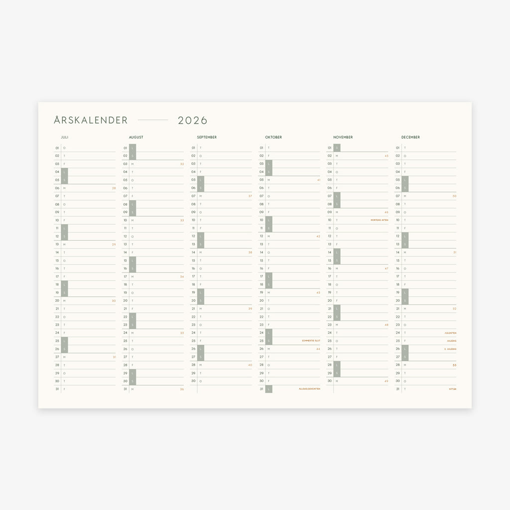 A3 KALENDER 2026 (DANISH)