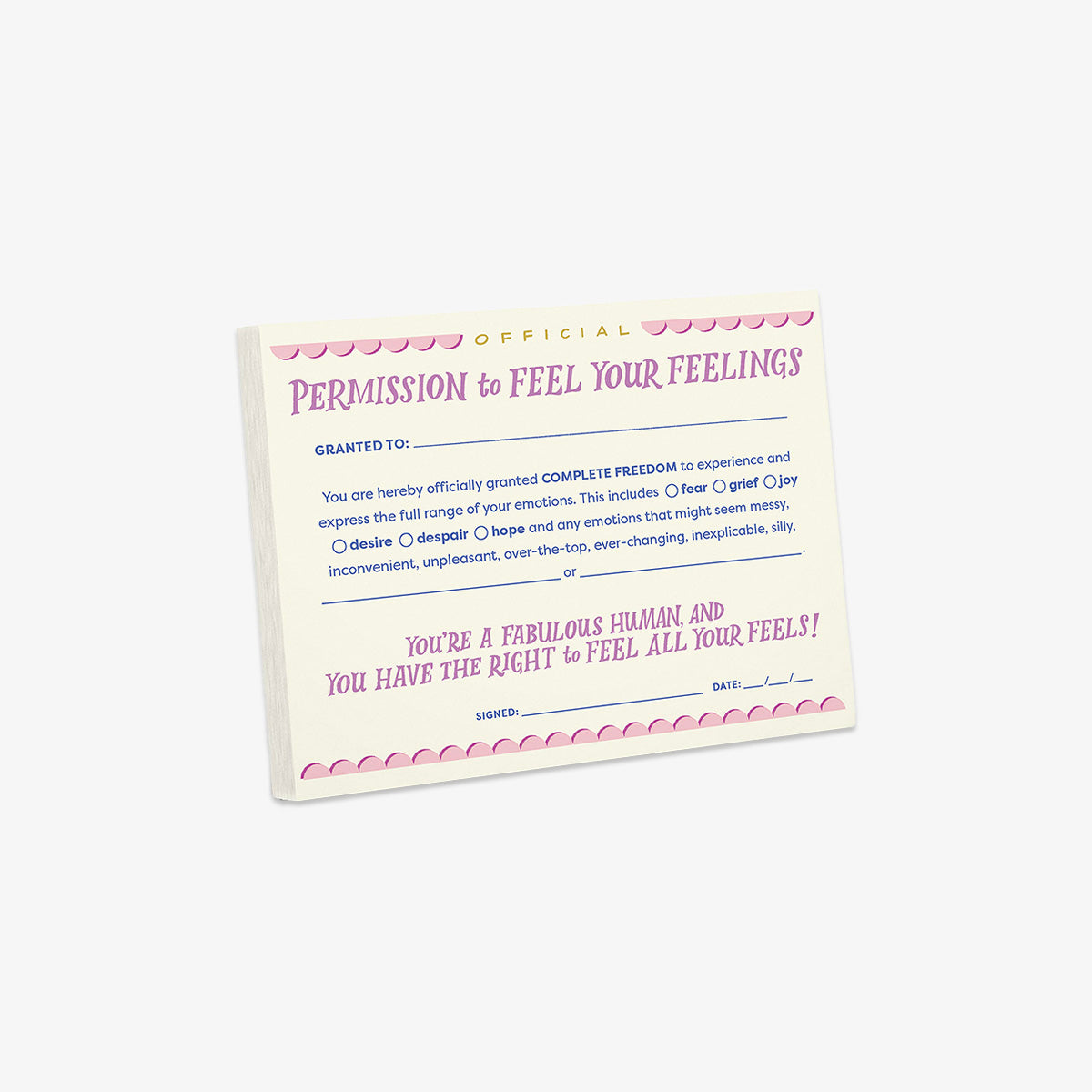 PERMISSION NOTEPAD // FEEL YOUR FEELINGS