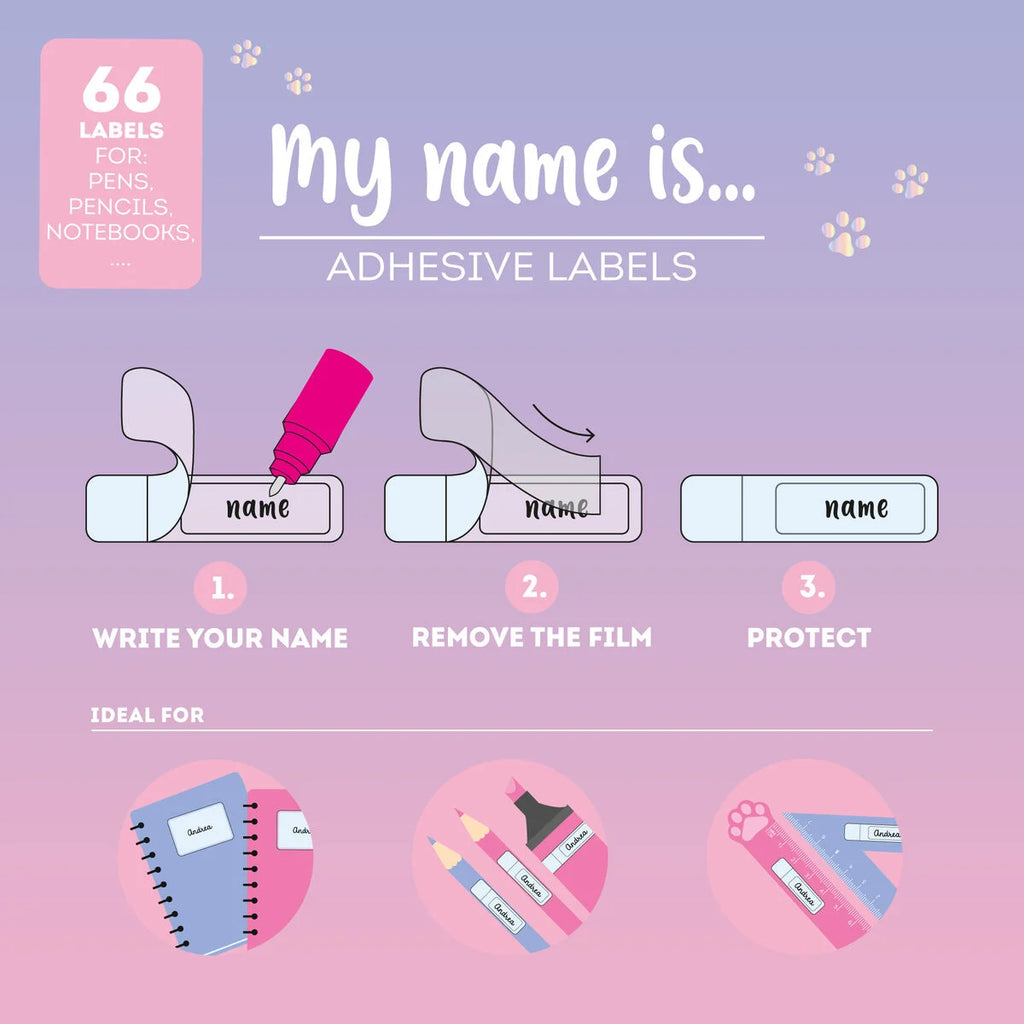 ADHESIVE LABELS WITH PROTECTIVE FILM // KITTY