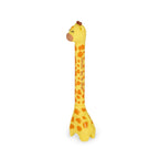 Giraffe-shaped ballpoint pen with base on a white background