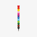 Colorful beaded colour pens with a bear design on a white background