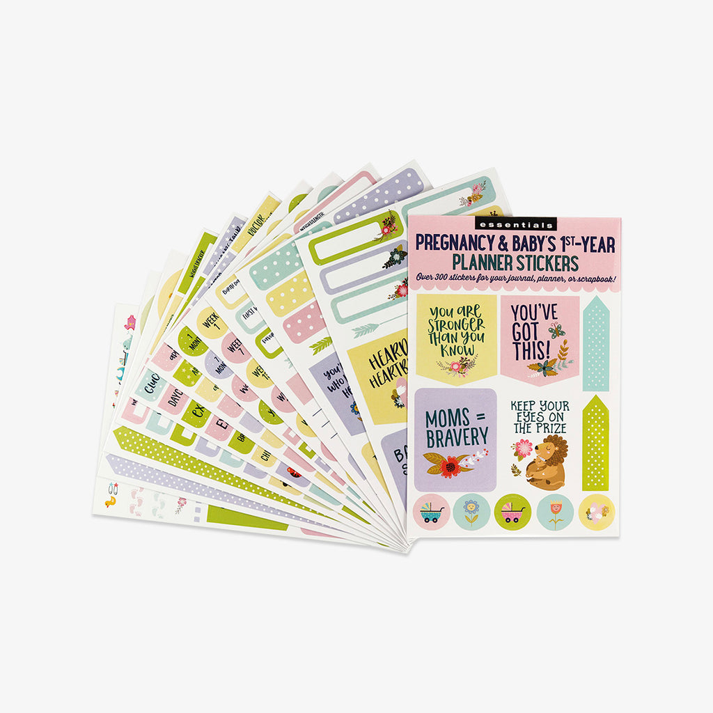 Set of pregnancy and baby planner stickers with various designs
