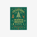 Sticker book cover titled 'Enchanted Christmas' by Stickertopium with festive illustrations on a green background.