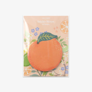 Sticky notes with an orange design on a light grey background