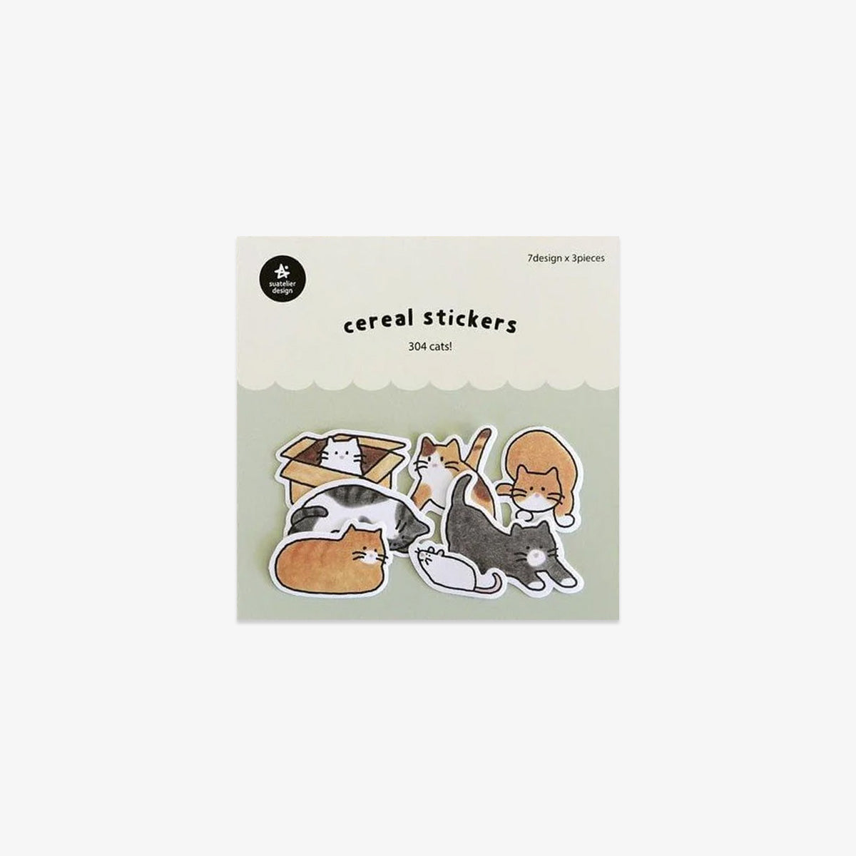 Pack of cereal stickers with cat illustrations