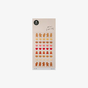 Sheet of decorative stickers with bears and hearts