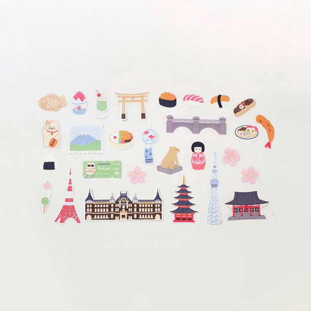 Collection of colorful illustrated stickers 