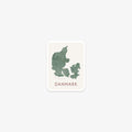 Vinyl sticker of a map of Denmark and the text 'DANMARK' written below