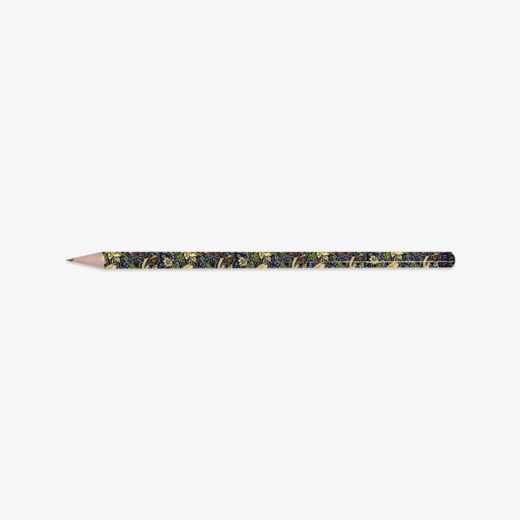 Pencil with a decorative black and gold design