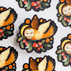 Decorative stickers with a owl design on a white background