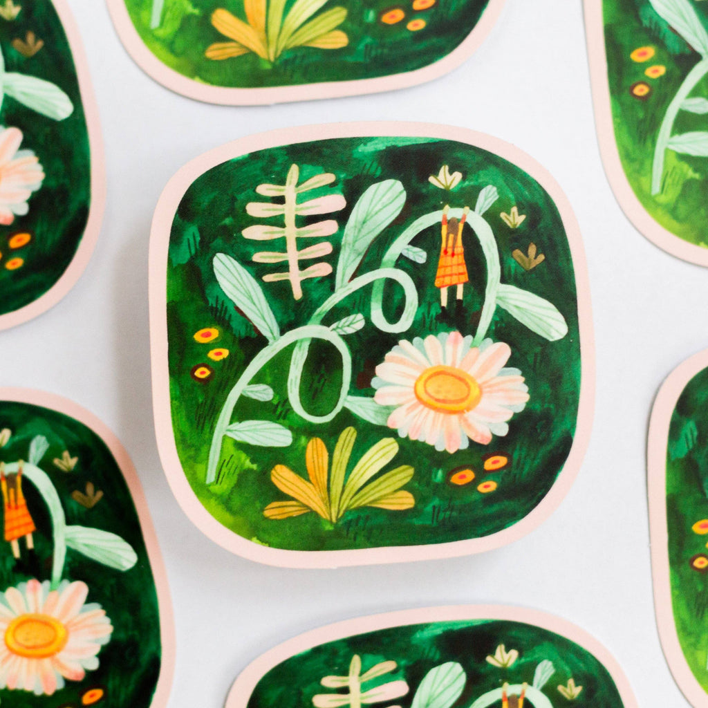 Decorative stickers with floral and leaf designs on a white background