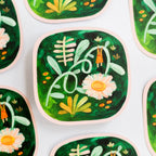 Decorative stickers with floral and leaf designs on a white background