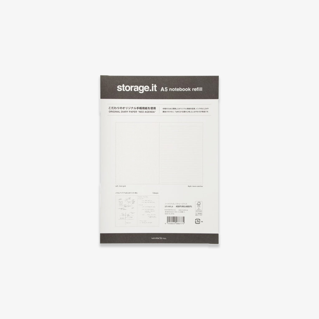 STORAGE.IT NOTESBOG REFILL A5 // LINIERET & PRIKKET